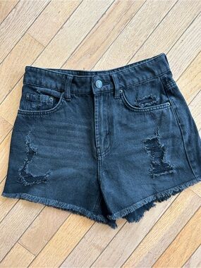 LNC Wild Fable High Rise distressed black denim shorts